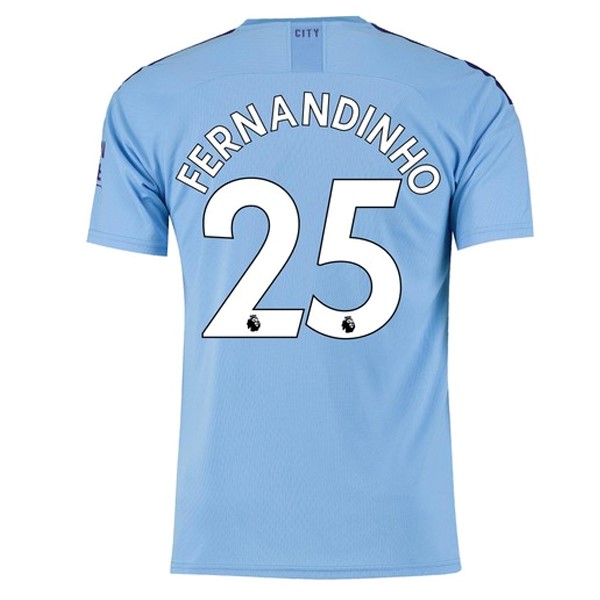 Camiseta Manchester City NO.25 Fernandinho 1ª 2019/20 Azul